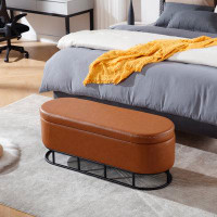 Everly Quinn Upholstered Oval Storage Bench: A Stylish and Functional Addition to Your Bedroom or Entryway