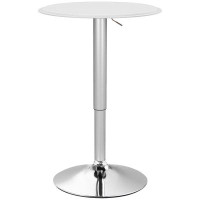 Winston Porter Round Bar Table, Adjustment Height Bistro Table Faux Leather Cover