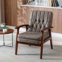 Wrought Studio Single Armchair Sofa Accent Chair With Armrest, Fabric Upholstered Wooden Lounge Chair
