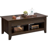 Red Barrel Studio Red Barrel Studio Lift Top Coffee Table With Hidden Storage Compartment & Open Shelves, Rising Tableto