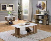 FOA - 3 Piece Majken Table Set  (End,Coffee & Sofa) - Stylish Two-Toned Design  ( Can be purchased individually )