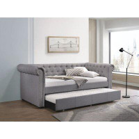 Canora Grey Fabric Upholstered Twin Size Daybed With Trundle In Smoke Grey