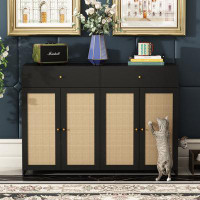 Rebrilliant 39.4'' H X 55.1'' W X 17.7'' D Shoe Storage Cabinet With Cat Cabinet