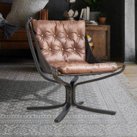 Williston Forge Top Leather Butterfly Accent Chair