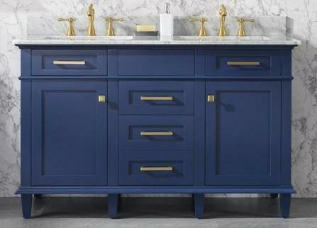 30, 36, 54, 60, 72 & 80 Blue Vanity w 2 Top Choices  (Blue Limestone or Carrara White Marble) (Mirror, OJ & Linen) LFC in Cabinets & Countertops