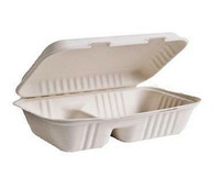 Sugarcane Take Out Containers, 9 x 6 x 3, 2 Compartments, 50 pcs