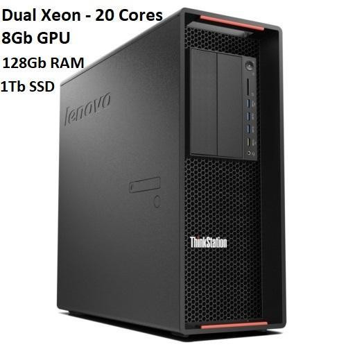 Lenovo P710 - DUAL Xeon - 20 Cores - 128Gb - 1Tb SSD NVME - 8Gb nVidia Quadro M4000 in Desktop Computers