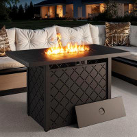 Latitude Run® Zamina 25.1'' H x 42.9'' W Iron Propane Outdoor Fire Pit Table with Lid