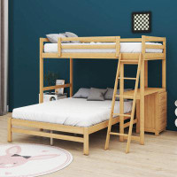 Harriet Bee Hanayo Twin over Full Bunk Bed with Desk and Drawers