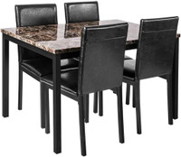 NEW 5 PCS FAUX MARBEL DINING TABLE & 4 CHAIRS CS445B