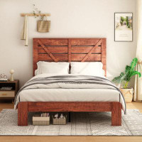 Gracie Oaks Queen Bed Frame Headboard , Wood Platform Bed Frame , Noise Free,No Box Spring Needed And Easy Assembly Tool