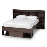 Red Barrel Studio Tyringham Modern And Contemporary Dark Brown Finished Wood Queen Size Platform Storage Bed