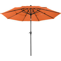 Wade Logan Bettine 120'' Market Umbrella - 3-Tiered Sunshade with Push Button Tilt and Easy-Open Crank