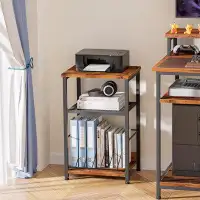 17 Stories 17 Stories 3 Tier End Table, Record Player Stand With Storage Shelves, Turntable Stand Vinyl Record Holder Di