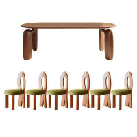 SUPROT Simple Solid Wood Oval Dining Table Set