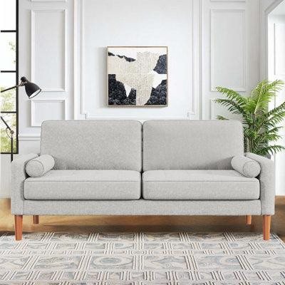 Ebern Designs 67.71 In. Upholstered 3-Seater Sofa Couch,White in Couches & Futons