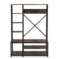 Latitude Run® Industrial Wooden Hall Tree With Side Storage