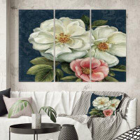 Made in Canada - East Urban Home Farmhouse 'Blue Damask Flowers' Painting Multi-Piece Image on Canvas