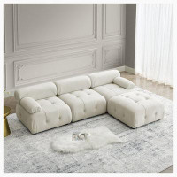 Mercer41 Modular Sectional Sofa, Button Tufted Designed, L Shaped Couch with Reversible Ottoman