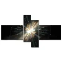 East Urban Home Designart 'Fractal Star Galaxy' Abstract Canvas art print - 60x32 - 4 panels