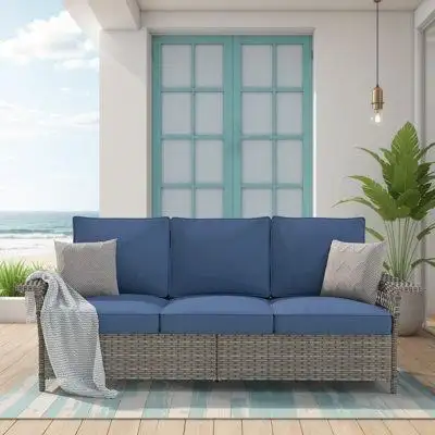Ebern Designs Outdoor Couch Wicker Patio Sofa