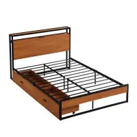 17 Stories Full Size Metal Platform Bed Frame With  Two Drawers