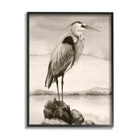 Stupell Industries Stupell Industries Heron Perched At Sea Framed Giclee Art Design By Grace Popp