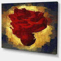 Design Art Vintage Background with Red Flower - Wrapped Canvas Graphic Art Print
