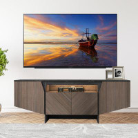 Ivy Bronx Tv Stand With Led Lights, Storage Cabinet And Shelves