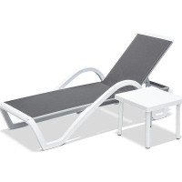 Latitude Run® Patio Chaise Lounge, Adjustable Pool Lounge Chairs With Arm And Table