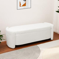 Ebern Designs Idylwood Upholstered Oval Storage Bed End Stool Bench