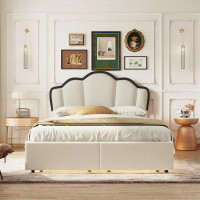 Ivy Bronx Upholstered Princess Platform Bed with LED and 2 Storage Drawers