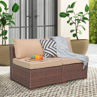 Ebern Designs Sabna 25.6'' Wide Outdoor Wicker Patio Sofa with Cushions