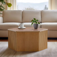 Union Rustic Honey Fluted Hexagon Coffee Table