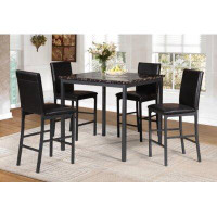 Red Barrel Studio Dining Table Made Of Metal And Marble Top, Black
