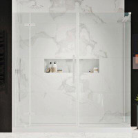 Ove Decors Endless Tampa 72.01" W x 32.01" D x 74.75" H Frameless Rectangle Shower Kit with Fixed Panel and Base Include