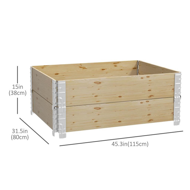 Raised Garden Bed 45.3" L x 31.5" W x 15" H Natural Wood in Patio & Garden Furniture - Image 3