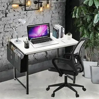 Ebern Designs Small Computer Desk For Bedroom White Modern Writing Table For Home Office Small Spaces Student Teens Stud