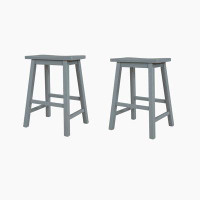 Red Barrel Studio Rustic 2-Piece Counter Height Wood Kitchen Dining Stools For Small Places