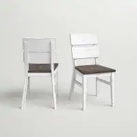 Sand & Stable™ Emmalyn Solid Wood Ladder Back Side Chair in White/Brown