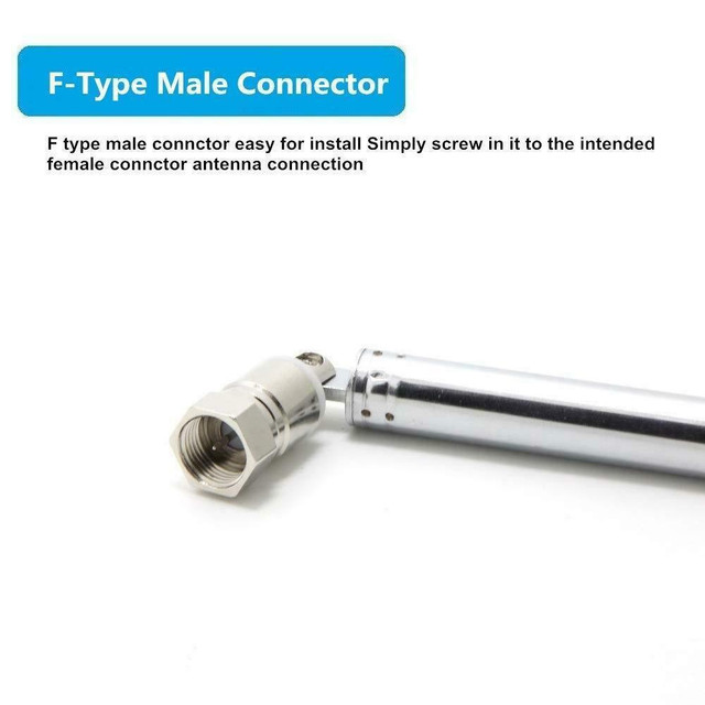 Telescopic FM Radio F Connection Antenna - Male F Connector - 75 Ohm FM Stereo Reception - Screw-In Type - Chrome - in General Electronics in West Island - Image 3