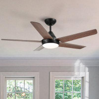Ebern Designs 48 In Intergrated LED Ceiling Fan Lighting With Black ABS Blade
