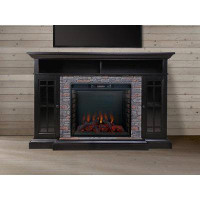 Allen Home Bennett 66" Infrared Electric Fireplace TV Stand - Faux Stacked Stone Surround & 28" Firebox
