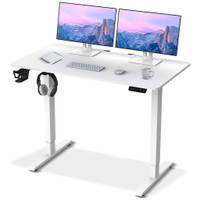 MotionGrey Standing Desk Height Adjustable Electric Motor Sit-to-Stand Desk Computer for Home and Office - White Frame