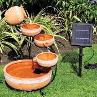 Koolatron Koolscapes Solar Powered 5 Tier Cascading Fountain, Terracotta Clay Pots, Outdoor Fountain