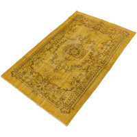 World Menagerie One-of-a-Kind Berrin Hand-Knotted 1990s Kosak Dark Gold 6'2" x 9'7" Wool Area Rug