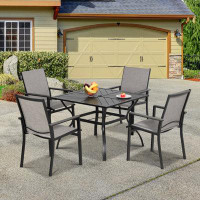 Red Barrel Studio Red Barrel Studio® 5 Piece Outdoor Patio Dining Set, 4 PVC-Coated Polyester Outdoor Dining Chairs With