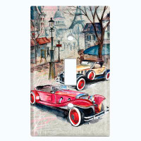 WorldAcc Vintage Twin Auto Mobile Classic Paris Street 1-Gang Toggle Light Switch Wall Plate