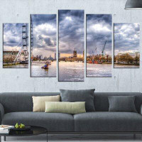 Design Art 'London Skyline and River Thames' Photographic Print Multi-Piece Image on Wrapped Canvas