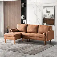 George Oliver Gelia 83.07" Wide Faux Leather Sofa & Chaise